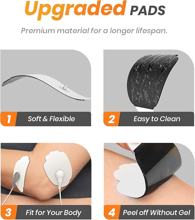 20-Pack TENS Unit Replacement Pads, Long-Lasting Snap Electrodes for 50 Times of Use per Pad, Latex-Free TENS Pads Set Compatible with TENS EMS Devices Using 3.5mm Button Lead Wires