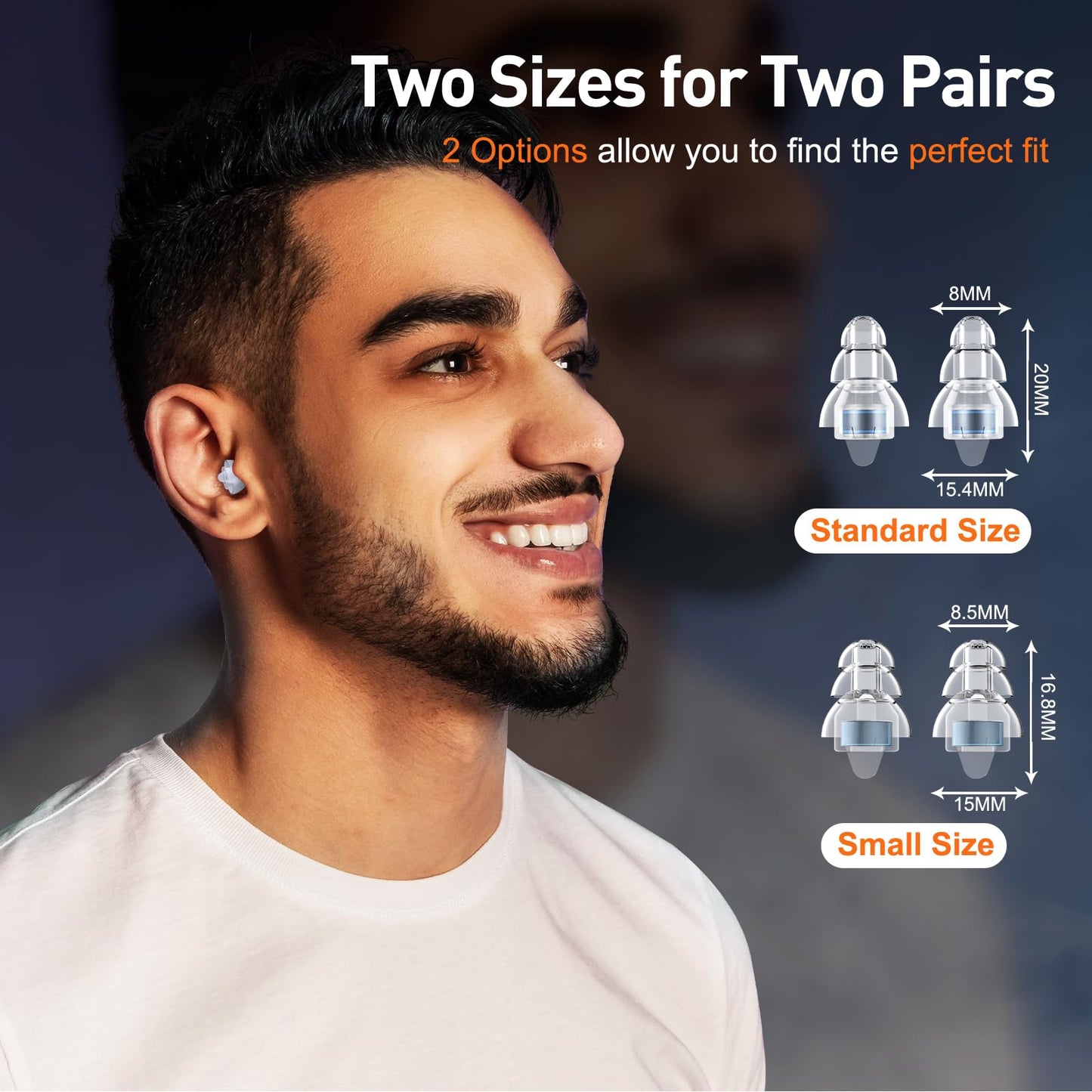 Reure High Fidelity Concert Ear Plugs, Noise Cancelling Silicone Ear Plugs 2 Pairs Great for Concerts Loud Music, Musicians, Motorcycles, Airplanes, Raves, Hearing Protection -23 dB