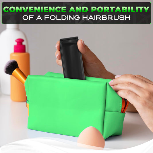 4 Pcs Travel Hair Brush - 4.25x1.49" Folding Hair Brush with Mirror and Flexible Nylon Bristles, Lightweight Travel Comb for Women - 4 Colors Pack, Foldable Hairbrush for Styling on the Go