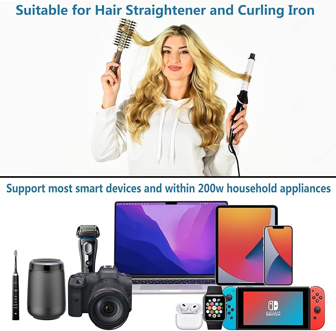 220V to 110V Converter Travel Adapter, FOVAL International Step Down Power Converter for Hair Straightener/Curler with 18W USB-C Port Voltage Converter US to Europe Italy UK AU China Plug (White)