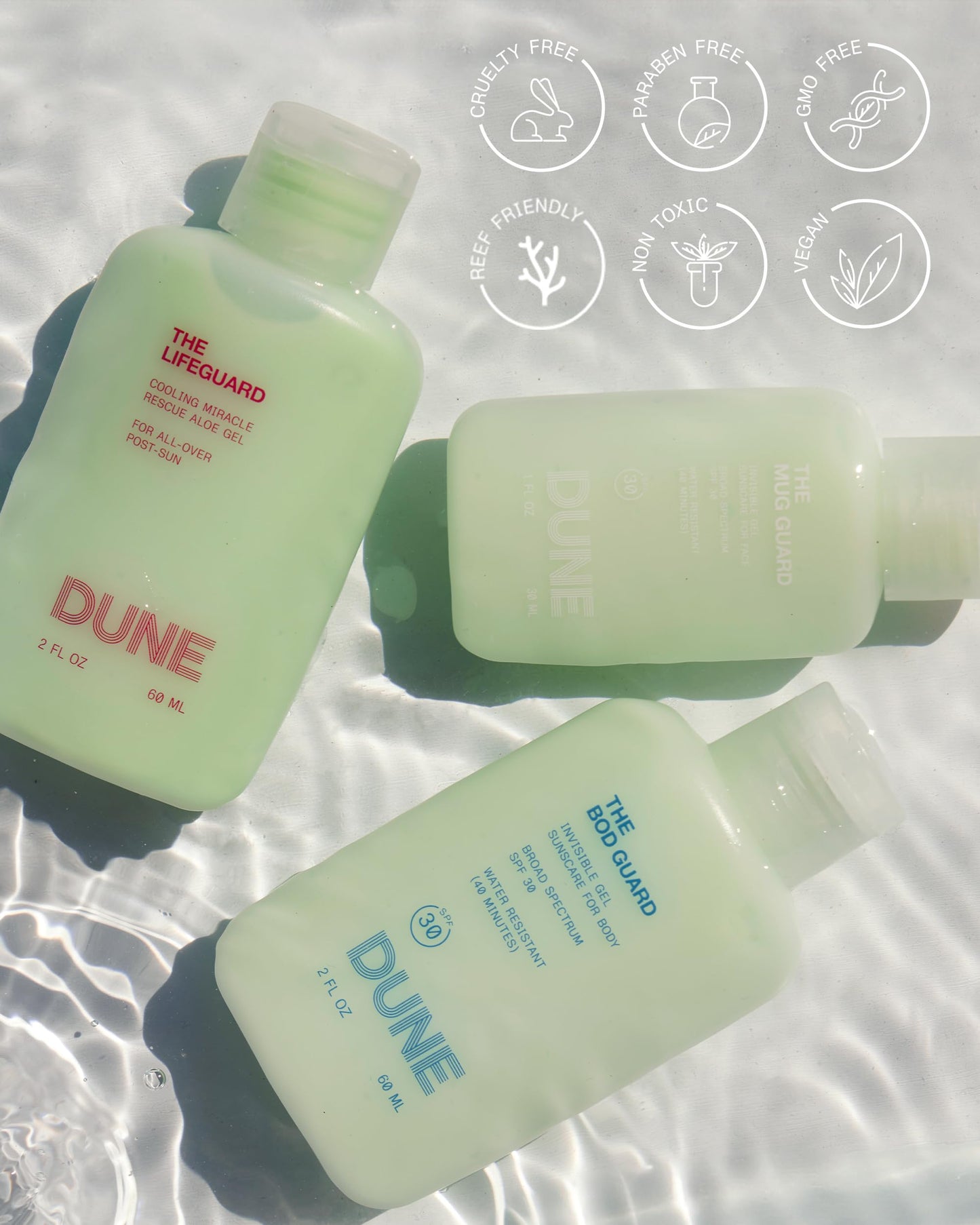 Jetsetter Gelly Mini Travel Sunscreen Kit - 72-Hour Hydration, Fine Line, Redness Reduction, Moisturising Face and Body Sunscreen - Travel SPF Kit w/Aloe Rescue Gel for Tan Relief (2 Fl Oz Each)