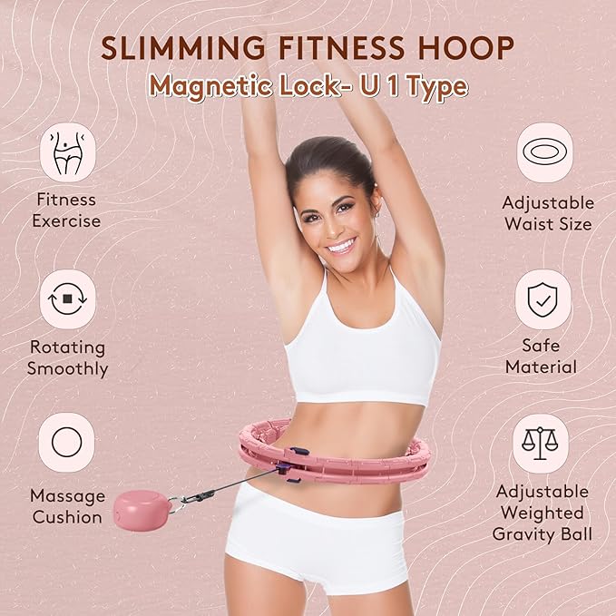 30/12 Knots, Upgraded Magnetic Lock Weighted Hula Hoop for Adults Weight Loss, Infinity Hoop Plus Size, Children Adults Home Outdoors, Fitness Exercise, Abdominal Toner