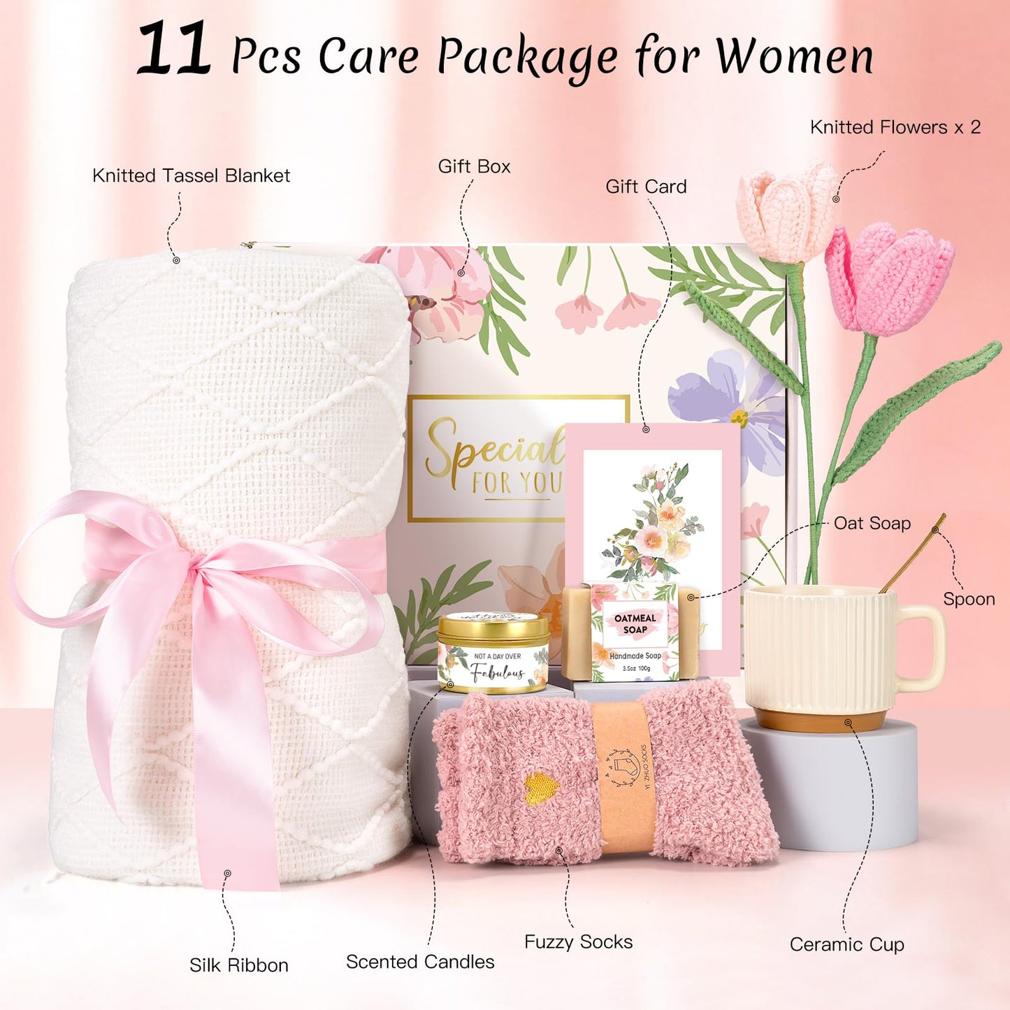 Birthday Gifts for Women, Get Well Soon Gifts Package, Luxury Self Care Box Spa Gifts, Happy Birthday Gifts for Her, Mother's Day, Sister, Best Friend, Wife, Girlfriend, Birthday Gifts Ideas (Ivory)