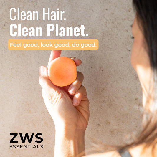 ZWS Essentials Sunshine Conditioner Bar, Vegan Solid Hair Conditioner for All Hair Types, with Pineapple, Mango, Cocoa Butter, Zero Waste, Travel-Friendly