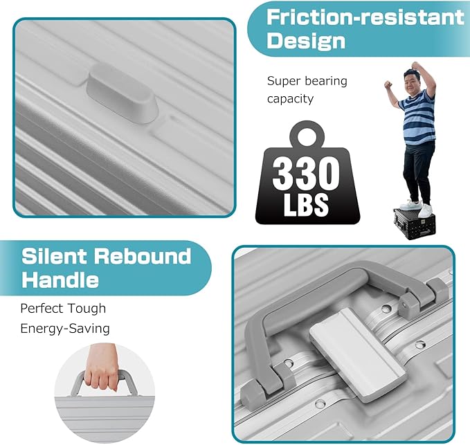 AnyZip Luggage Sets 2 Piece Aluminum Frame Carry On and Checked Suitcase PC ABS Hard Shell TSA Lock No Zipper(Silver, 20/28)