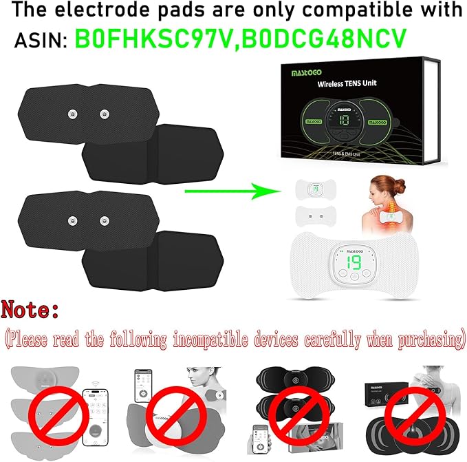 4.96 in x 2.55 in Tens Unit Electrode Pads - Standard 3.5mm Snap-in Connector Tens Unit Replacement Pads - Tens Unit Pads 4 Pack (Please Confirm The Electrode Pads Size Before Purchasing)