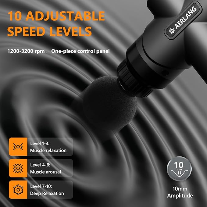 AERLANG Mother Day Mom Gifts Mini Massage Gun,Muscle Deep Tissue Massager Gun, Handheld Percussion Massager, Portable Quiet Massage Gun with Carry Case for Home Office Gym Gifts for Men Dad(Black)