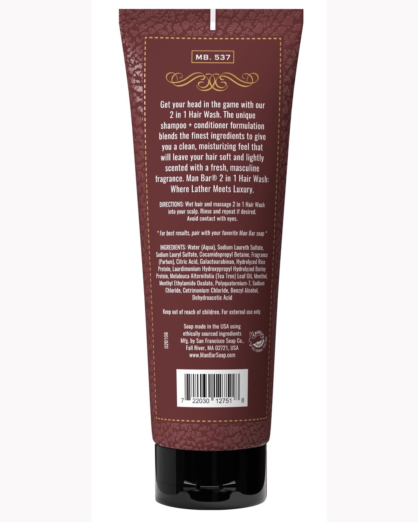San Francisco Soap Company Man Bar 2 IN 1 Hair Wash EXOTIC MUSK & SANDALWOOD - Where Lather meets Luxury