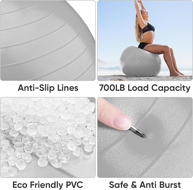 APEXUP Yoga Ball Exercise Ball Anti Slip Heavy Duty for Fitness, Balance & Core Workout