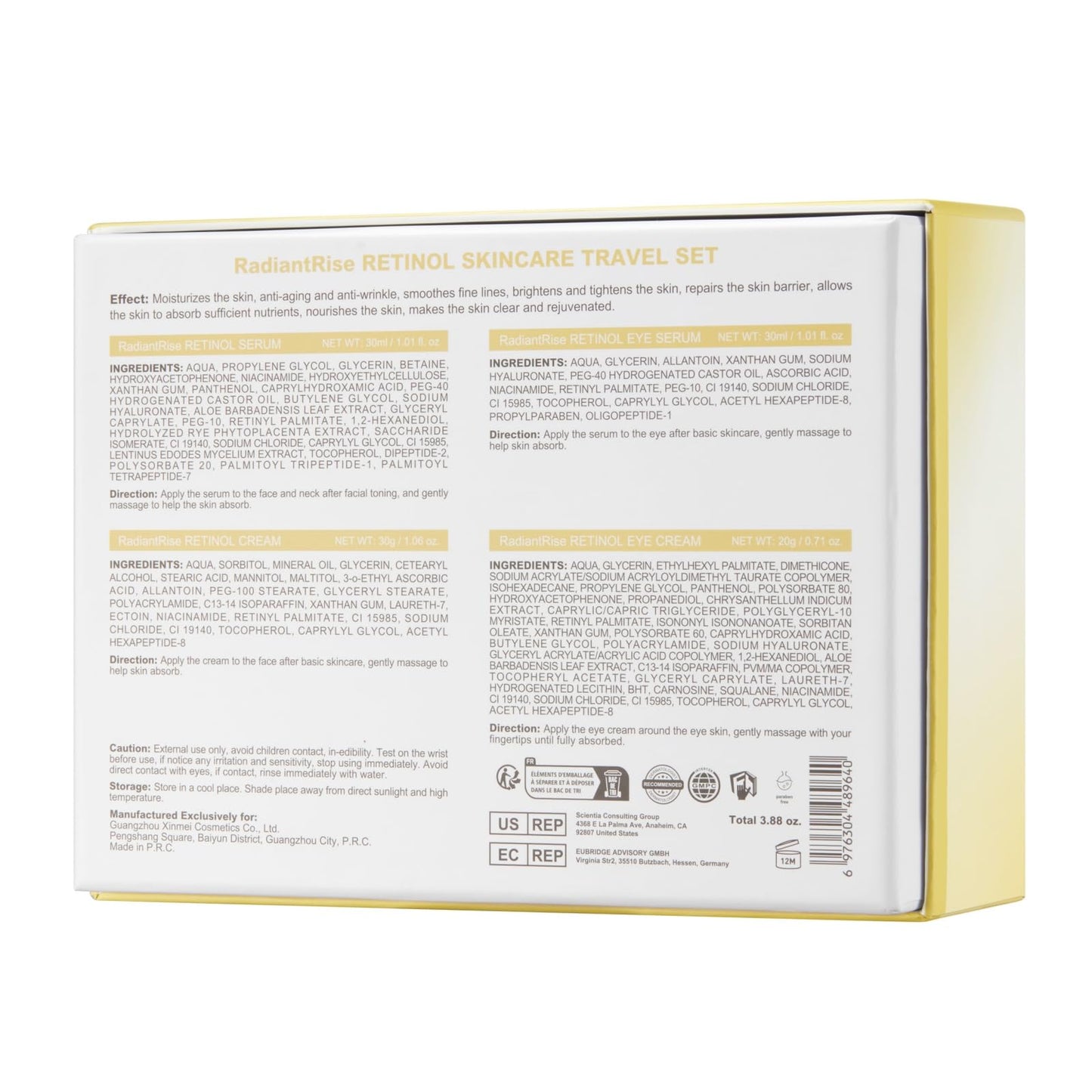 OKADY Retinol Skincare Travel Kit - Mini Facial Care Set,Travel Skincare Set with Essence, Cream & Eye Treatment | Hydrating Age-Defying Routine, Vacation-Ready Skincare Gifts