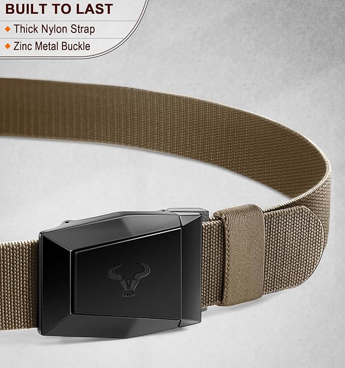 BULLIANT Men Belt 2 Pack,Nylon Web Holster Belt Stretch for Gift Men Outdoor Work Sports Hunting Hiking,Quick Release