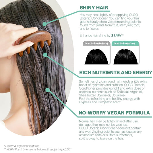 KSBC OLGO Botanic Conditioner Bar 2.8oz - Vegan, Sulfate-Free, Silicone-Free | Sustainable | Nourishing Argan, Jojoba, Shea Butter & Bergamot for Shiny, Healthy Hair