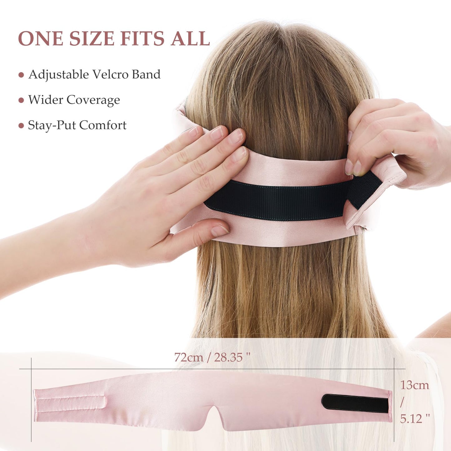 SGMSILK 100% Mulberry Silk Sleep Mask, Large Size Travel Eye Masks for Side Sleepers, Adjustable Sleeping Mask for Women and Men, 100% Blackout Eye Mask for Sleeping Soft Pink