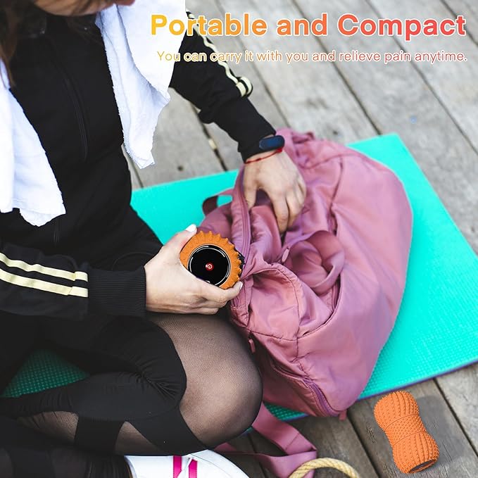 2 in 1 Vibrating Peanut Massage Ball with 6 Massaging Modes and Bluetooth Speaker, Rechargeable Vibrating Massage Yoga Roller Ball for Muscle Recovery, Orange