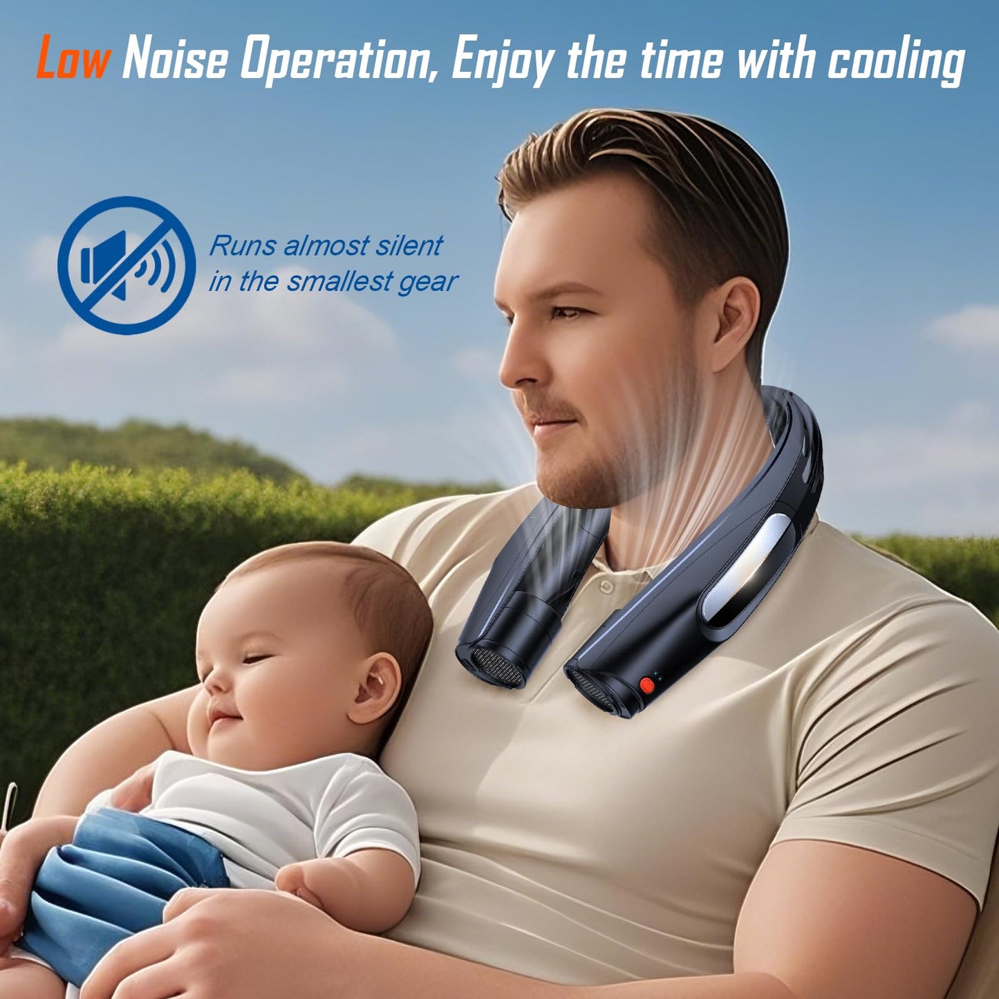 Portable Neck Fan, Hands Free Personal Fan- 6000mAh Battery Operated, USB Rechargeable Fan with 6 Adjustable Speeds, Cooling Wearable Fan for Home, Office, Outdoor, Travel-Black