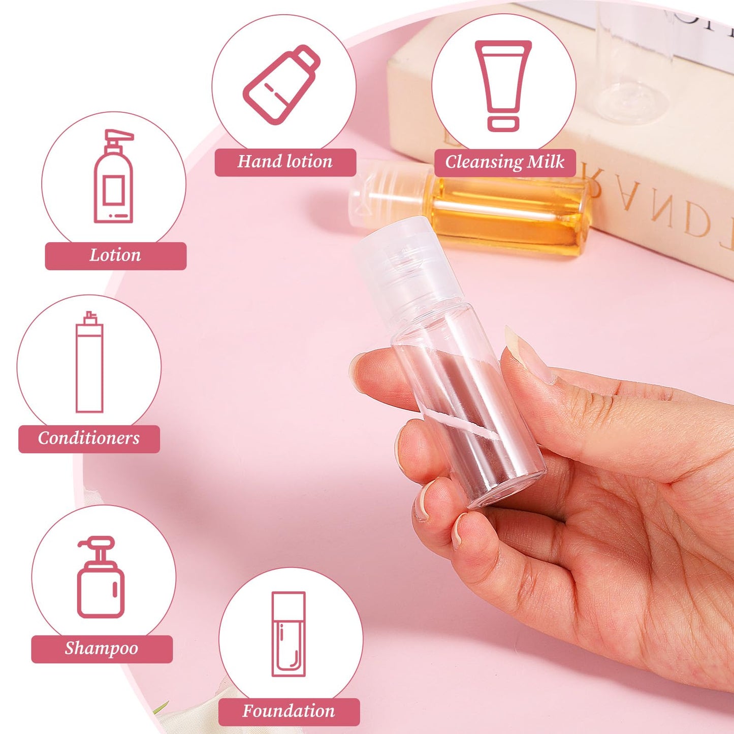 12 PCS Small Travel Squeeze Bottles,12ml 0.4oz Refillable Plastic Empty Cosmetic Containers for Shampoo, Toner, Liquid Toiletries, Dispensers Bottles, Travel Essentials Sample