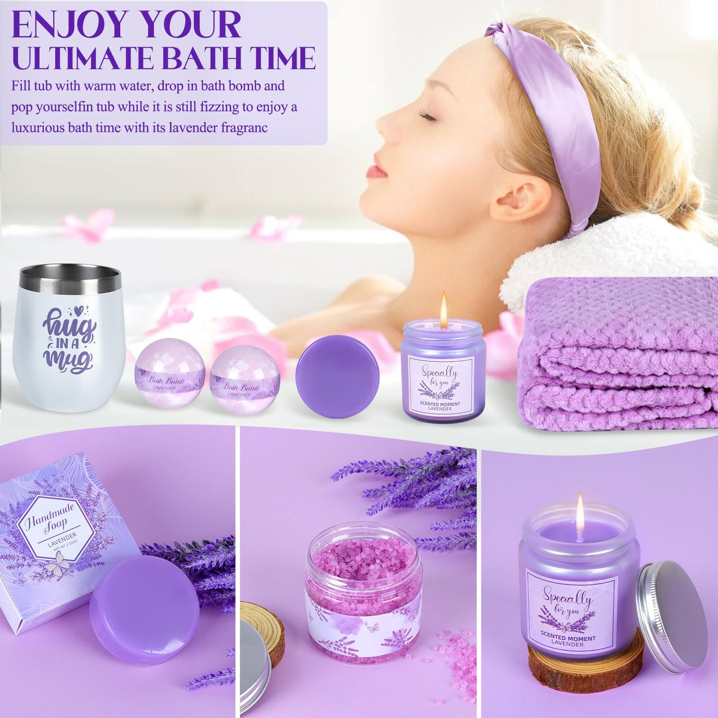 Kaulbiat Get Well Soon Gifts Baskets for Women Self Care Gifts, 12pcs Happy Birthday Gift Basket for Women Unique Gifts Set Ideas Relaxing Birthday Box w/Blanket for Her Mom Best Friends Female Sister