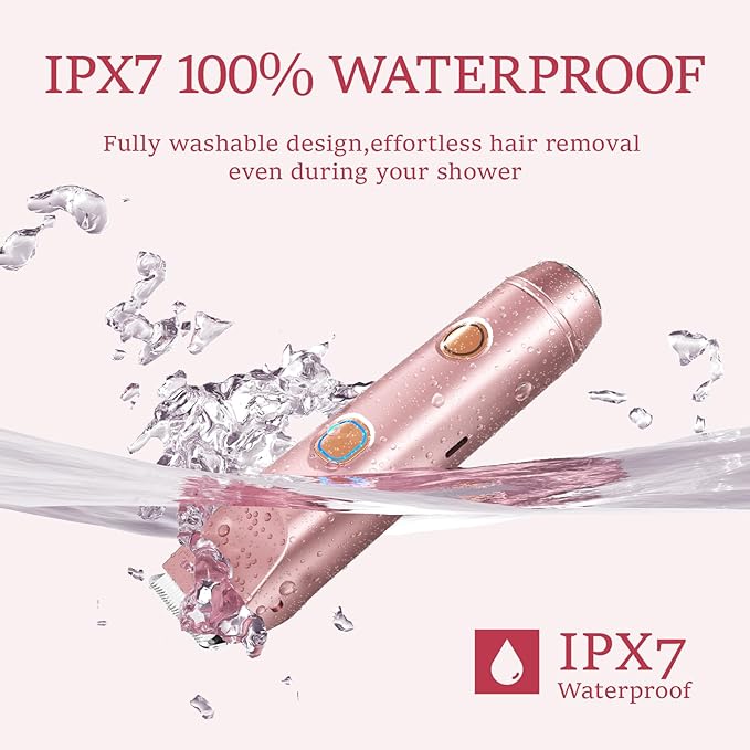 2 in 1 Bikini Trimmer for Women: Electric Razor & Shaver with Dual Heads for Body Pubic Hair - Rechargeable Lady Facial Trimmer for Underarm Leg Arm Body Face