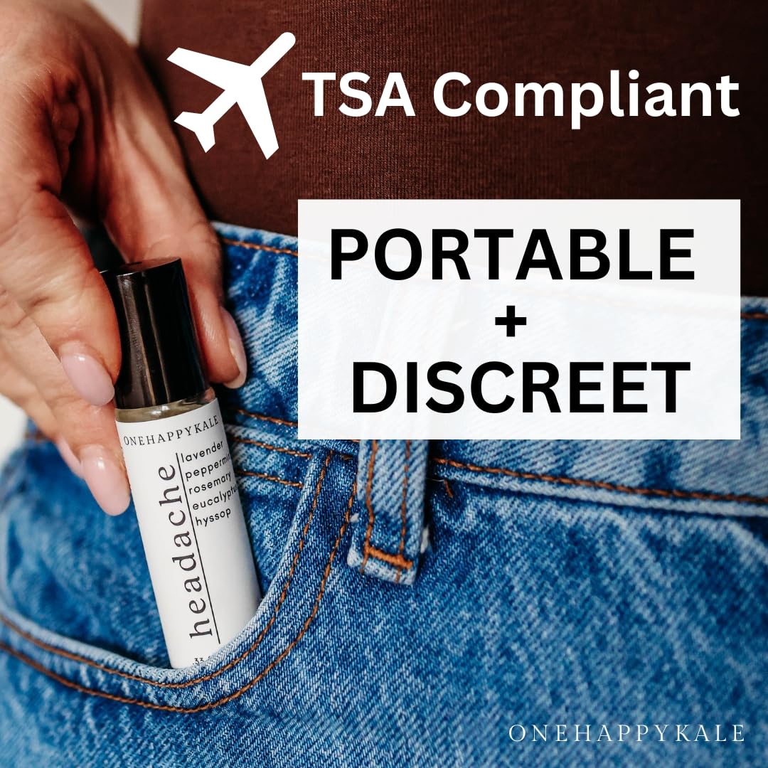 Headache Relief Essential Oil Roll-On 10ml – Fast-Acting Natural Blend with Peppermint, Lavender, Rosemary, Eucalyptus & Hyssop – Anti-Acne, Cooling & Calming, Cruelty-Free – Made in USA