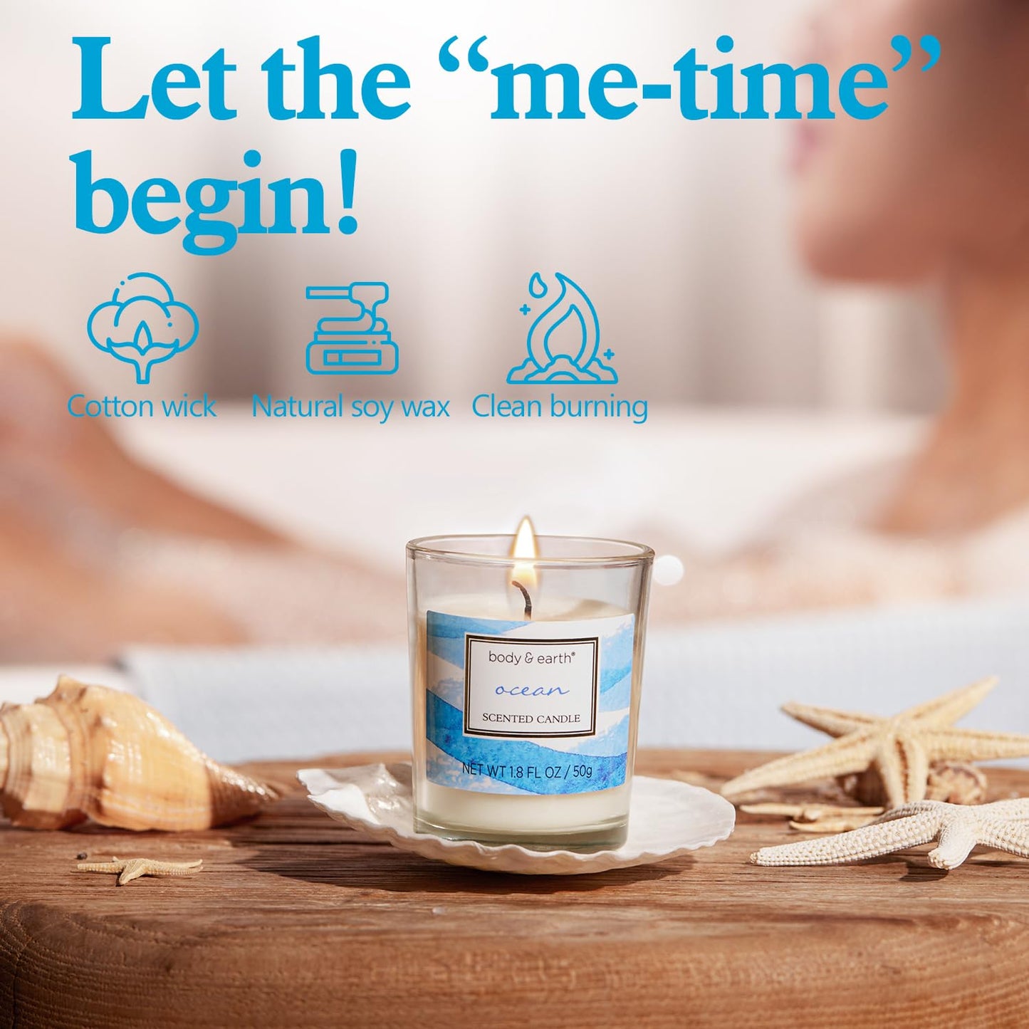 Bath and Body Gift Set for Women, Body & Earth Ocean Gift Basket, 7 Pcs Bath Sets for Women Gift with Bubble Bath, Body Lotion, Scented Candle, Spa Kit for Women, Christmas Gifts for Mom