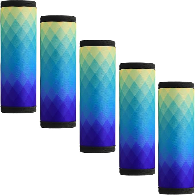 5 Pack Neoprene Luggage Handle Wraps Bright Luggage Tags/Identifiers/Marker/Grips Travel Accessories for Airplane/Flying/Luggage (Check(Blue))