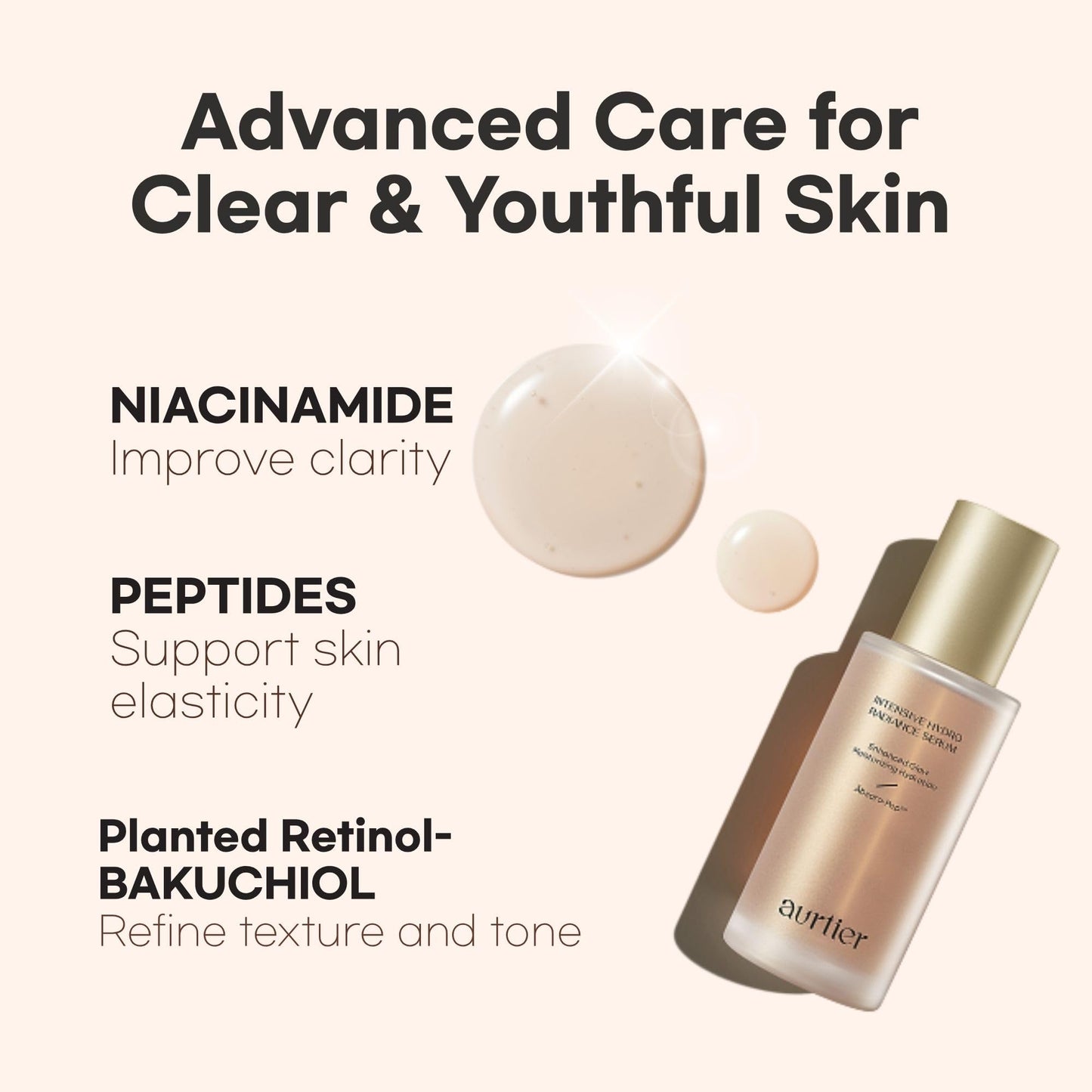 Aurtier Intensive Hydro Radiance Serum, Dewy & Deep Hydration, Glow Glass Skin, Anti-aging care with Niacinamide, Vitamin C, Collagen, Korean Skin care 1.69 fl oz