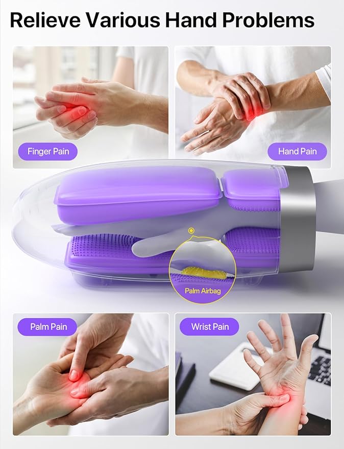 RIKE Hand Massager, 6 Modes 6 Intensities Hand Massager with Heat and Compression Arthritis and Carpal Tunnel, Birthday Gifts for Women Men (White)