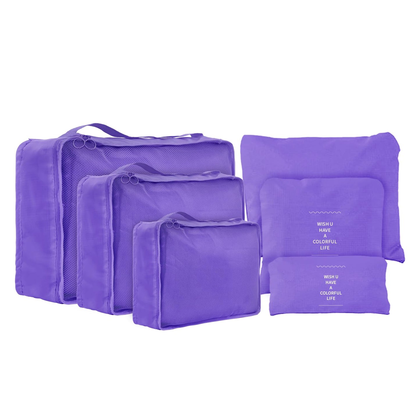 jealkip 6 Set Compression Packing Cubes for Travel, Lightweight Travel Essentials, Luggage Organizers for Clothes, Shoes, Electronics, Cosmetics & Toiletries (Violet)