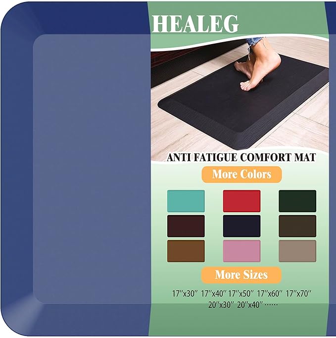 Anti Fatigue Floor Mat,Kitchen Mat, Standing Desk Mat – Comfort at Home, Office, Garage - Polyurethane(PU) Foam (Blue, 30" L x 17" W x 1" Th)
