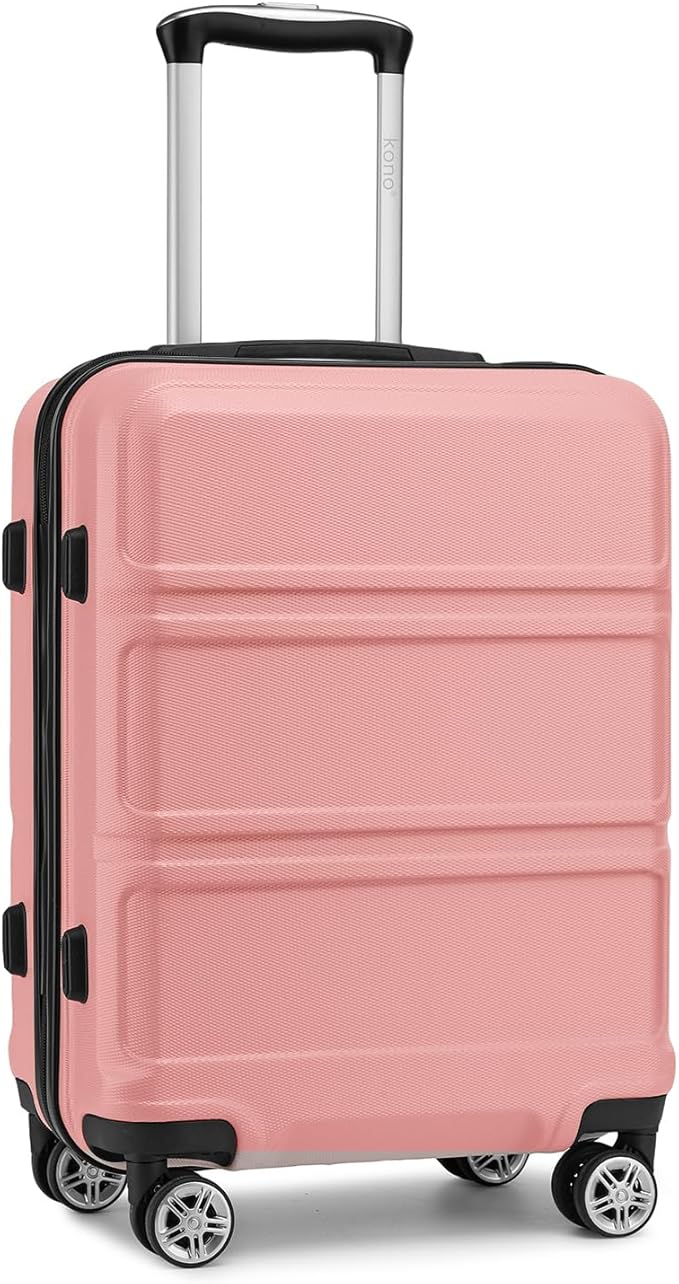 Kono 20'' Carry on Luggage Lightweight with Spinner Wheel TSA Lock Hardside Luggage Small Carry on Suitcase Nude/Rose Pink