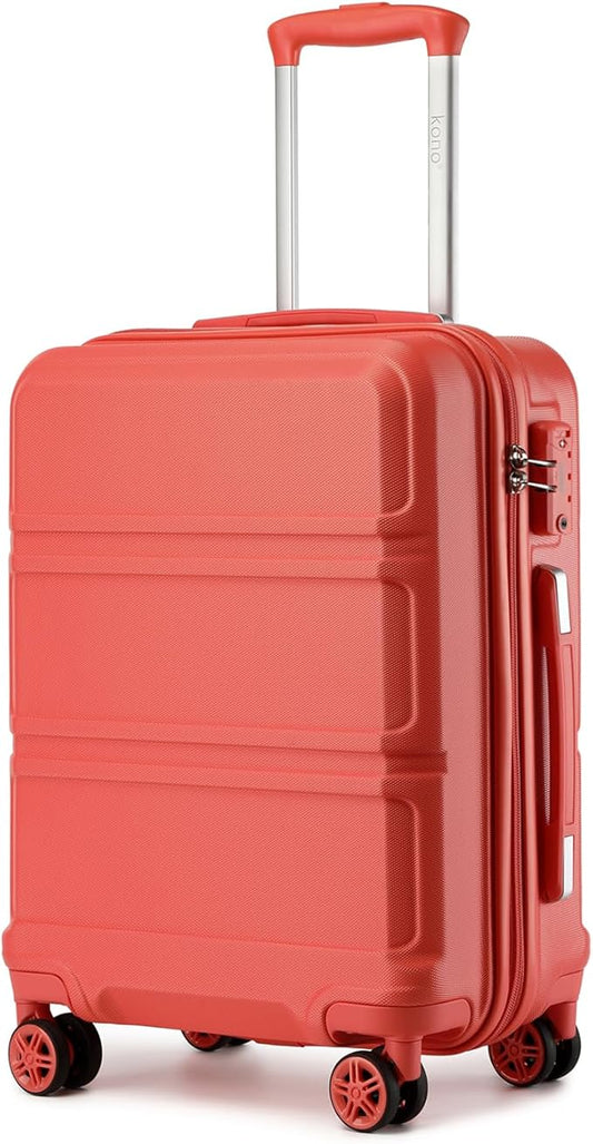 Kono 20'' Carry on Luggage Lightweight with Spinner Wheel TSA Lock Hardside Luggage Durable Small Carry on Suitcase Coral Pink