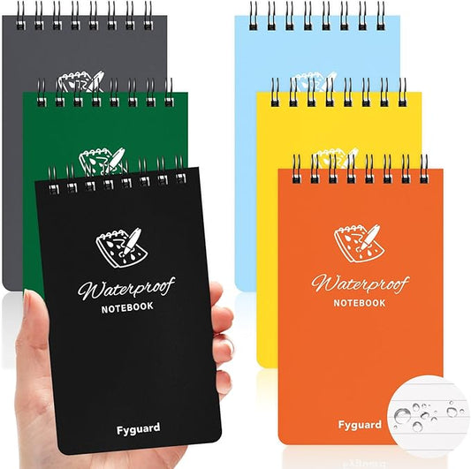 6 Pack Waterproof Notebook Pocket Notepad 3x5 All-Weather Small Pocket Notebook Waterproof Police Spiral Notepad Little Memo Notepads for Outdoor Travel Office School