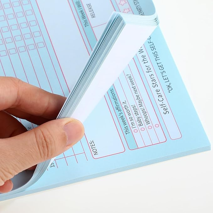 Cholemy 4 Pcs 240 Sheet Daily Checklist Weekly Tracker Pad 6 x 9 Inch Undated Notepad Productivity Schedule for Organizing Goals Mental Health Wellness Meal Prep Planner, 4 Colors (Self Care)