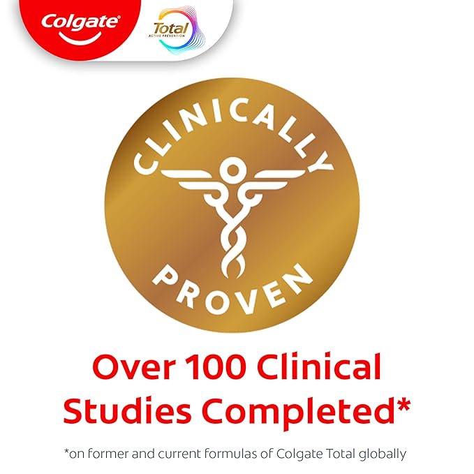 Colgate Total Active Prevention Whitening Gel Toothpaste with Fluoride, Bulk with Clinically Proven Formula That Fights Plaque Bacteria, Mint, 4 Pack, 5.1 oz