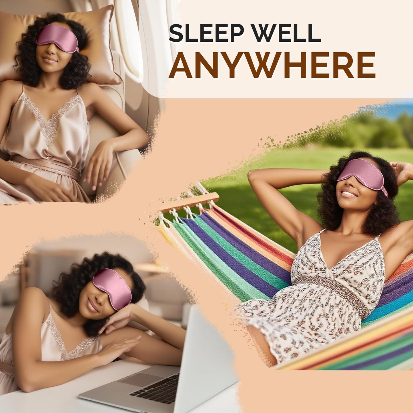 SilkSilky 100% Mulberry Silk Sleep Mask - 22 Momme Grade 6A 3D Contoured Blackout Eye Mask for Women & Men, Adjustable Soft Breathable Eye Covers for Sleeping (Pale Mauve)