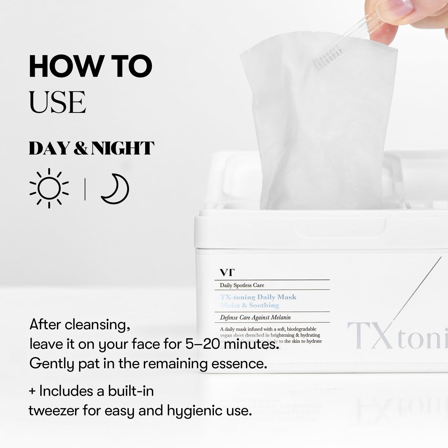 VT COSMETICS TX Toning Daily Mask 30 Sheets, Tranexamic Acid, Niacinamide, Glutathione for Acne Scars, Dark Spots, Sun Spots, Hydrating & Glowing Facial Mask, Fragrance-Free, Korean Face Mask