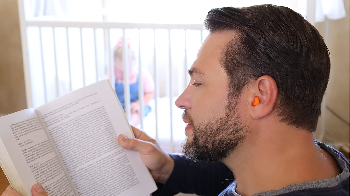 Quality Foam Earplugs 50 Pair- 32dB Noise Cancelling Disposable Individually Wrapped Packaged Bulk High Decibel Ear Plugs for Sleeping Travel Concert Shooting Hunting Study Work Construction Safety