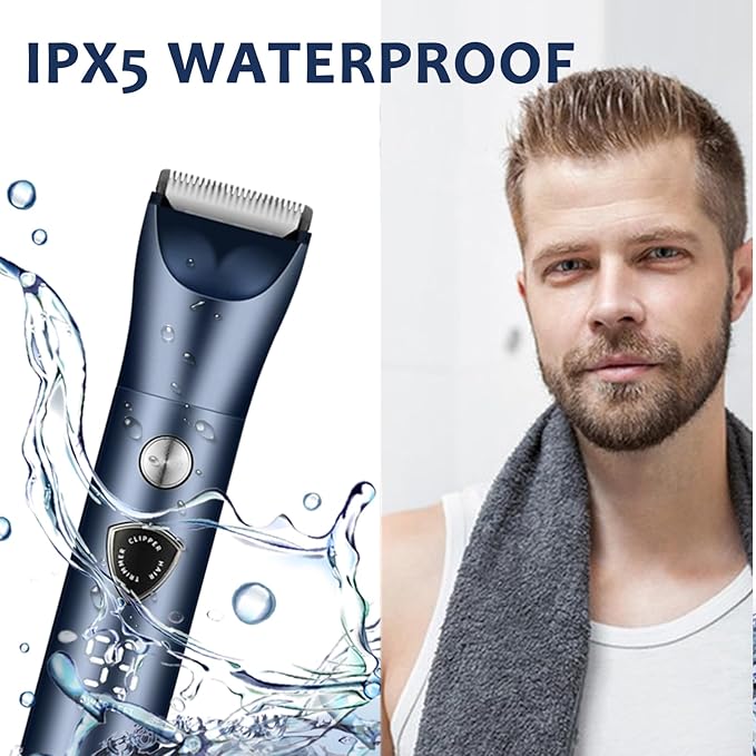 Body Hair Trimmer for Men - Electric Male Hygiene Grooming Shaver - Hair Razor Nose Trimmer Clippers - 3 in 1 Groin Groomer IPX5 Waterproof LED Display Remover for Chest Back Armpit