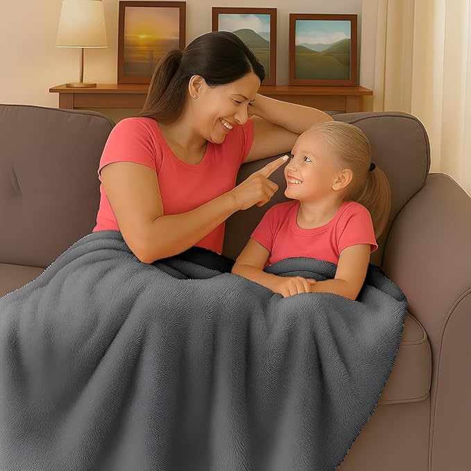 Melissa Large Travel Blanket and Inflatable Pillow Set - 69“ x 43.3” – Soft Blanket with Carry Bag – Lightweight, Compact & Washable for Backpacking, Hiking, Car, Airplane, Office, Camping (Gray)