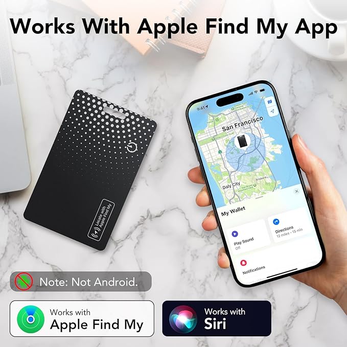2-Pack Air Tracker Tag Wallet Tracker [Apple MFi Certified] (iOS Only) Bluetooth Tracker Smart Finder for Apple Find My, iPhone Card Wallet Finder, Wireless Charging, for Bags, Keys, Passport