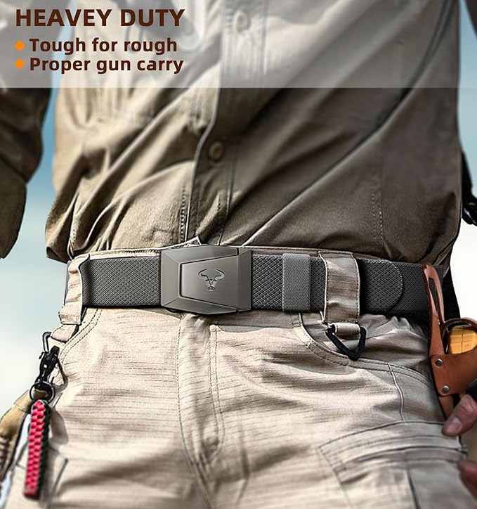 BULLIANT Men Belt 2 Pack,Nylon Web Holster Belt Stretch for Gift Men Outdoor Work Sports Hunting Hiking,Quick Release