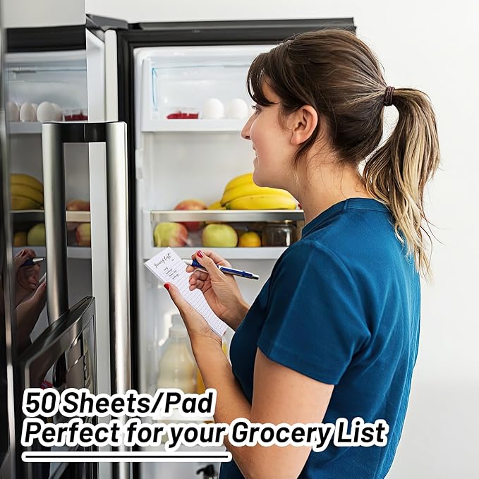 4 Pack Magnetic Note Pad for Fridge with Pen Holder, Totally 200 Sheets Magnetic To Do List, Grocery List, Shopping List, Meals Pads for Refrigerator