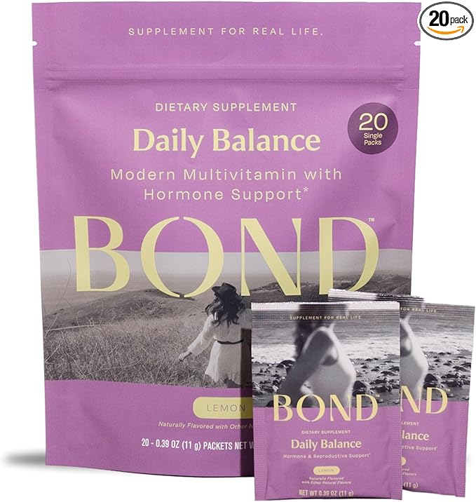 BOND Hormone Balance for Women 20 Travel Packs - Prenatal Vitamins - Supports Menstrual Cycles, Ovulation, Nutrient Levels - Folate, Folic Acid, Inositol, Probiotics, NAC, Vitamin C + Antioxidants