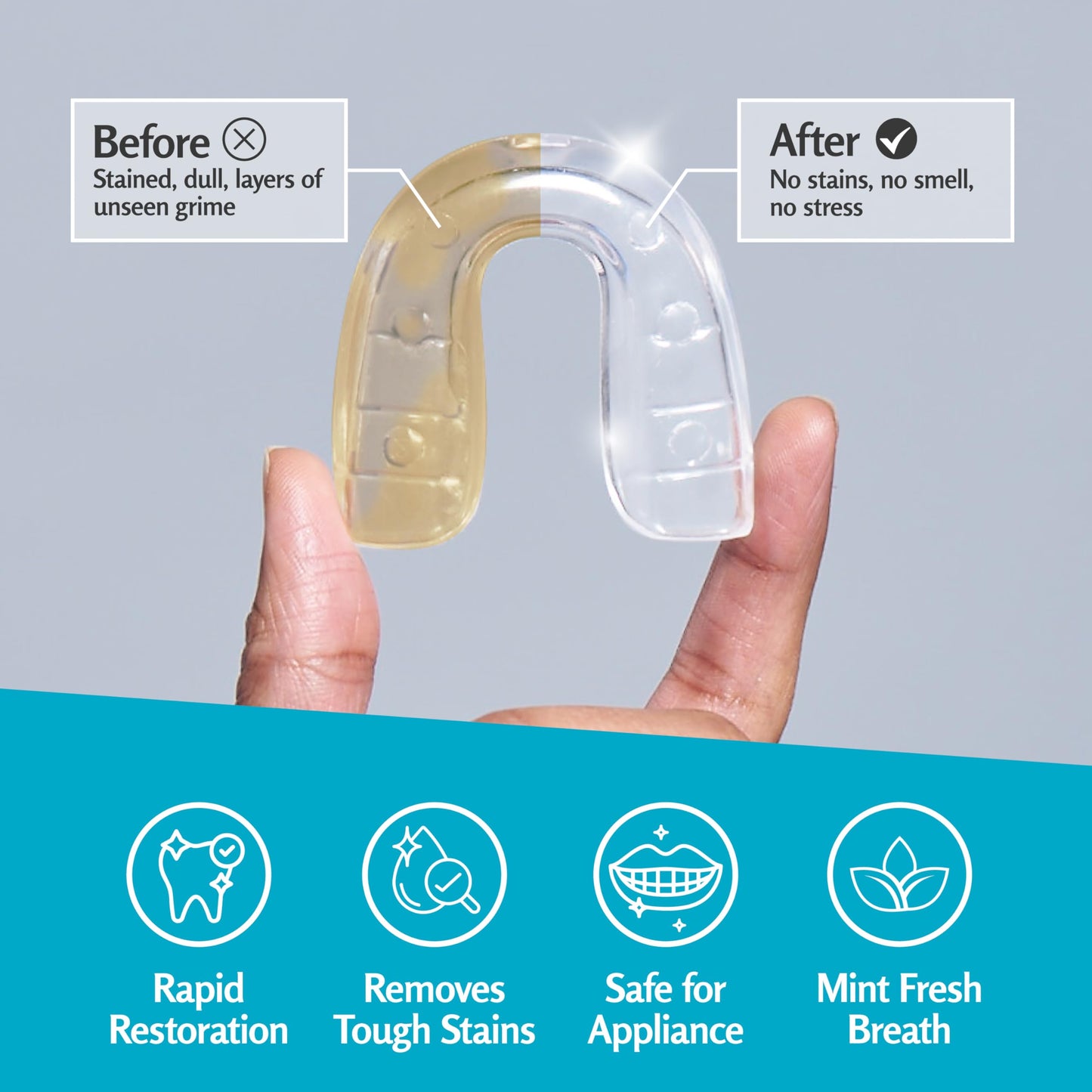 Retainer Cleanser Tablets Invisalign Cleaner, Removes Odors Discoloration Stains and Plaque 4 Month Supply Denture Cleansers Retainers Mouth Guards Denture Bath Mint by M3 Naturals