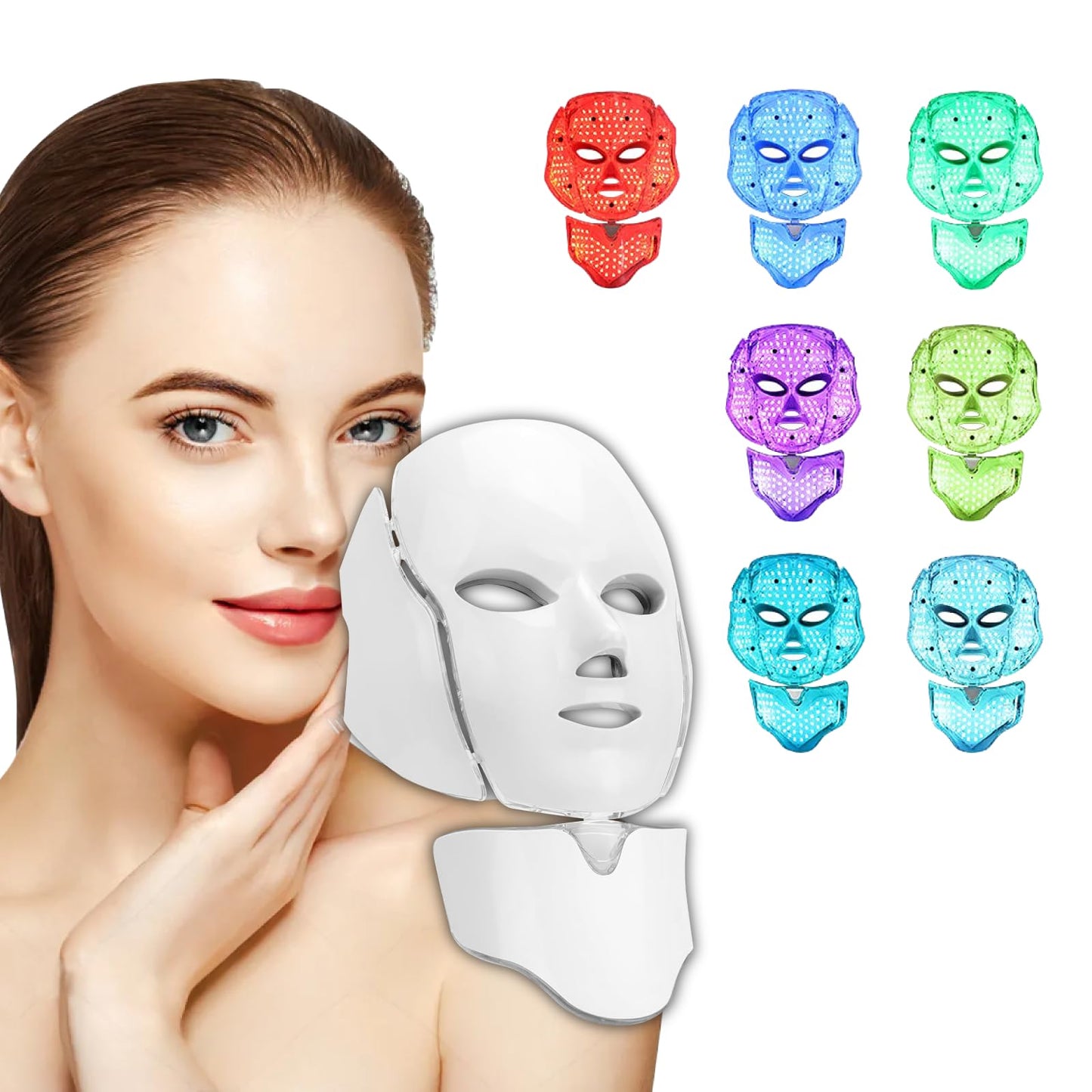 BeaRay LED Face Mask Light Therapy, 7 Colors for Skin Vitality, Home Beauty Device - Light Therapy for Face