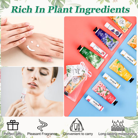 50 Sets Hand Cream Bulk and Lip Balm Bulk Gifts, Bridal Shower Favors, Bridesmaid Gifts and Baby Shower Party Favors for Guests with Thank Card Organza Bags, Thank You Gifts and Small Gifts for Women