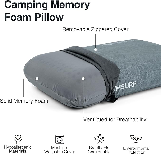Camping Pillow, Memory Foam Travel Pillow with Portable Bag, Travel Pillows for Sleeping Hiking Pillow for Car Camping, Airplane, Backpacking