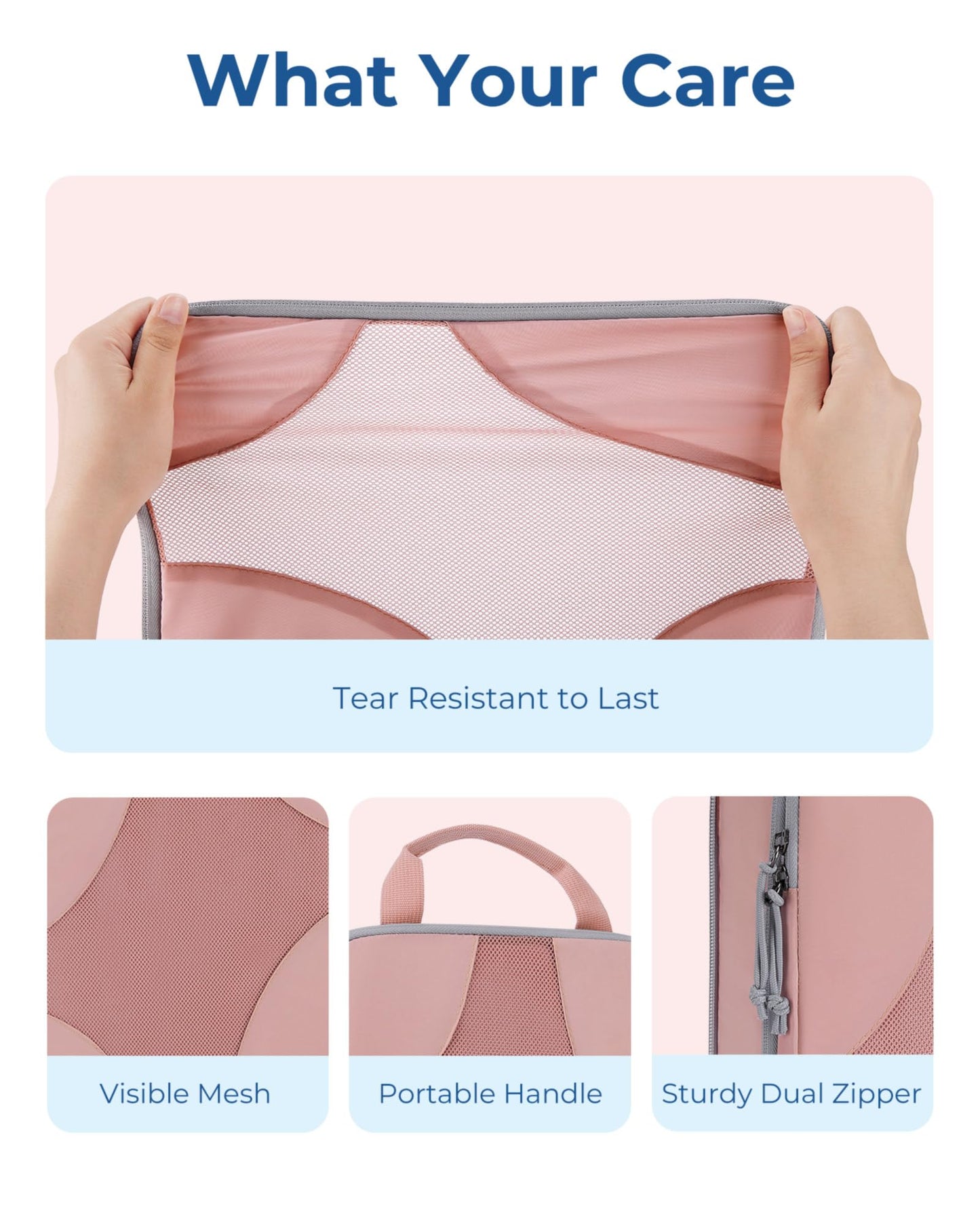 BAGSMART Compression Packing Cubes for Travel, Compressible Luggage Organizer for Carry On Suitcase, Lightweight Travel Essentials 6-Pack 1L+2M+2S+1Shoe Bag,Clay Pink