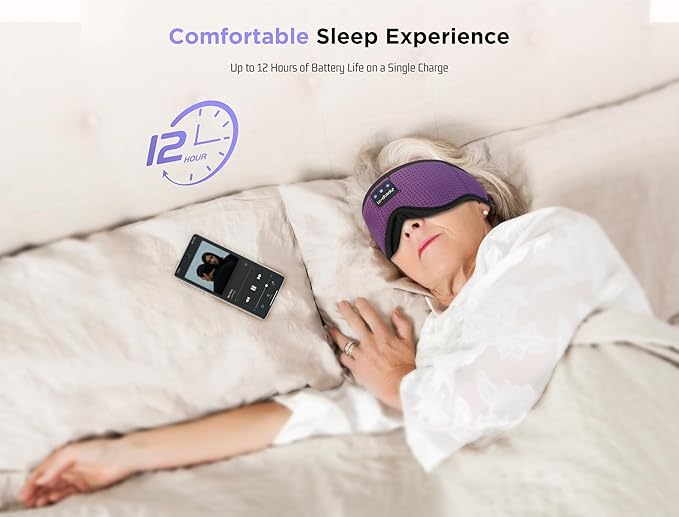 LC-dolida Sleep Mask with Bluetooth Headphones Bluetooth Sleep Mask Sleep Headphones,3D Eye Mask for Sleeping Mask Music Sleeping Headphones for Side Sleepers Meditation Gifts Gadgets for Men Women
