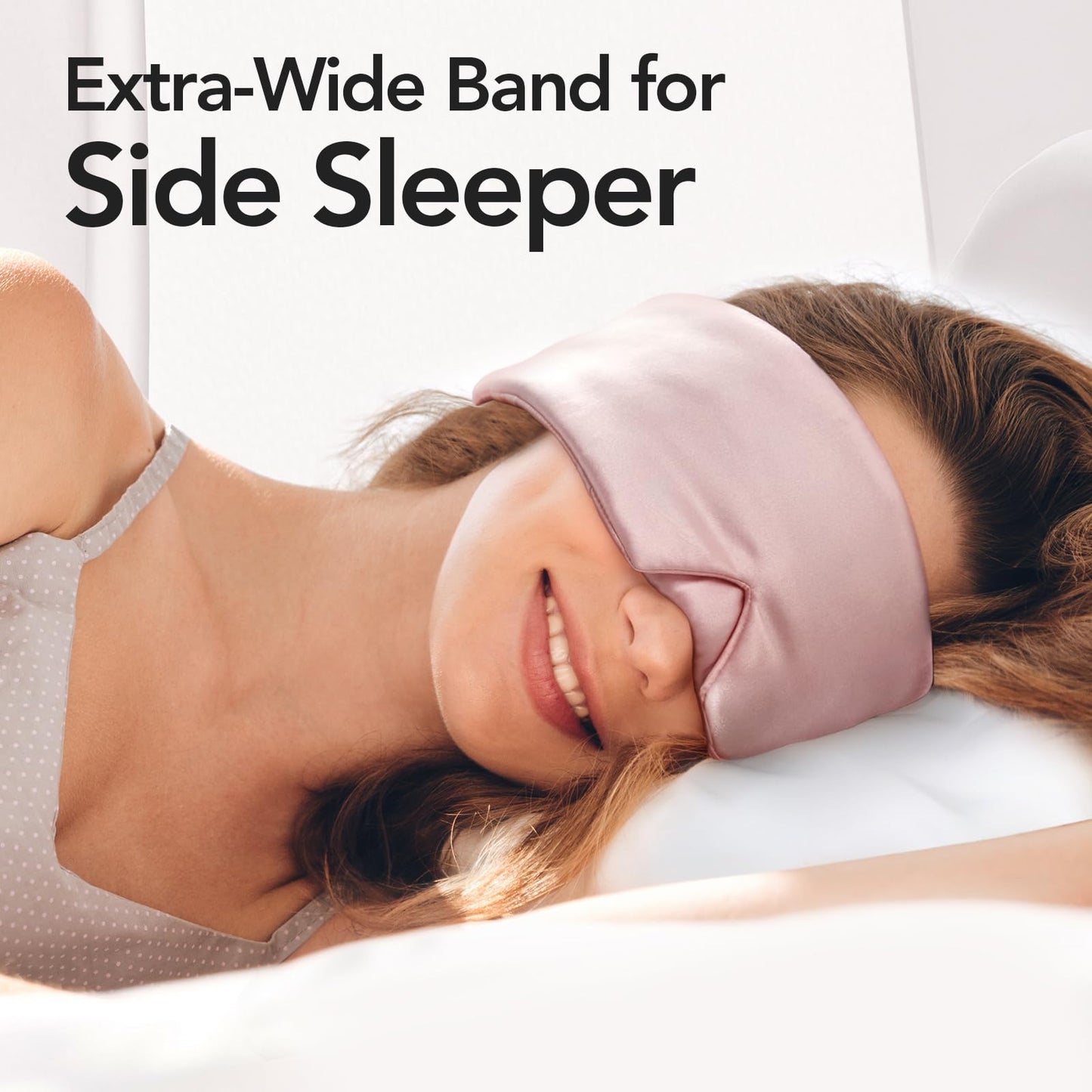 LitBear 100% Mulberry Silk Sleep Mask for Women & Men, Soft and Comfortable Eye Mask for Side Sleepers, Blackout Sleeping Mask for Home, Travel, Office, or Napping (Pink)